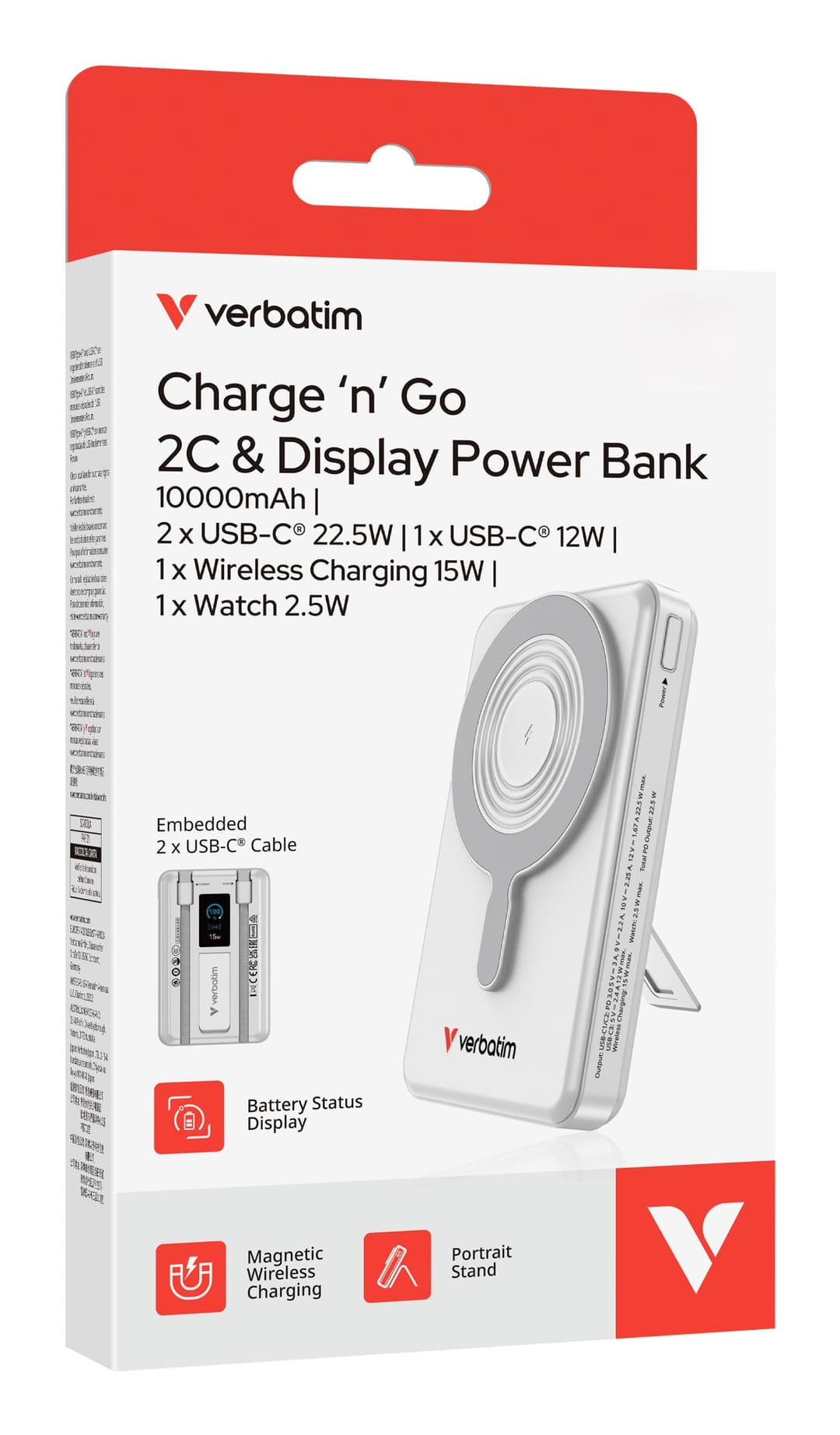 Verbatim Charge'n'Go 2C & Display Power Bank 10000 mAh Silver - Image 4