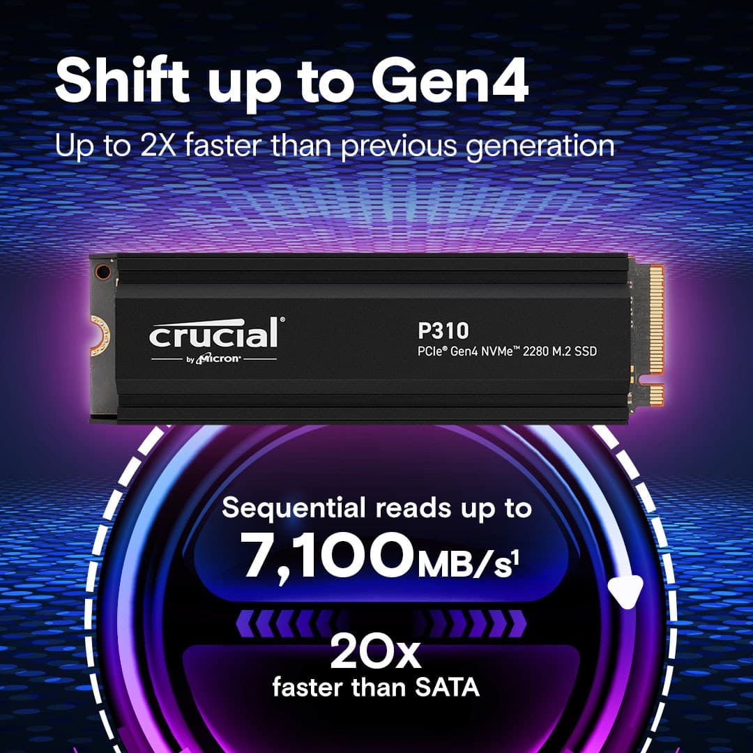 Crucial P310 M.2 2280 PCIe 4.0 NVMe SSD with Heatsink 2TB - Image 2