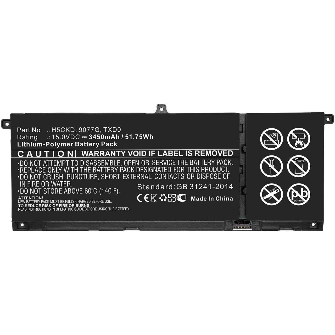 CoreParts MBXDE-BA0240 Laptop Battery for Dell Inspiron 13 7306 2-in-1 / Inspiron 14 5401 / Inspiron 15 5501 - 15V 3450mAh 51.75Wh Li-Polymer