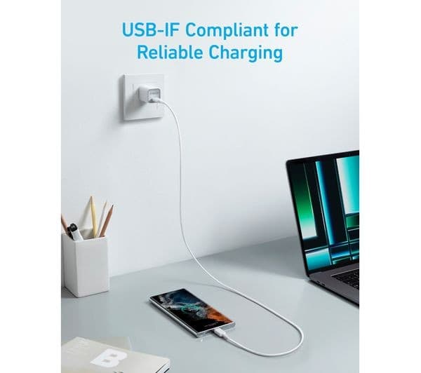Anker 322 USB-C to USB-C Braided Cable 60W White - 1.8m - Image 5