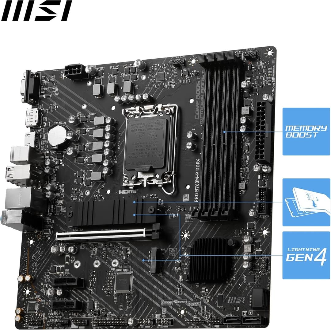 MSI PRO B760M-P Micro-ATX Motherboard Intel LGA 1700 - DDR4 - Image 3