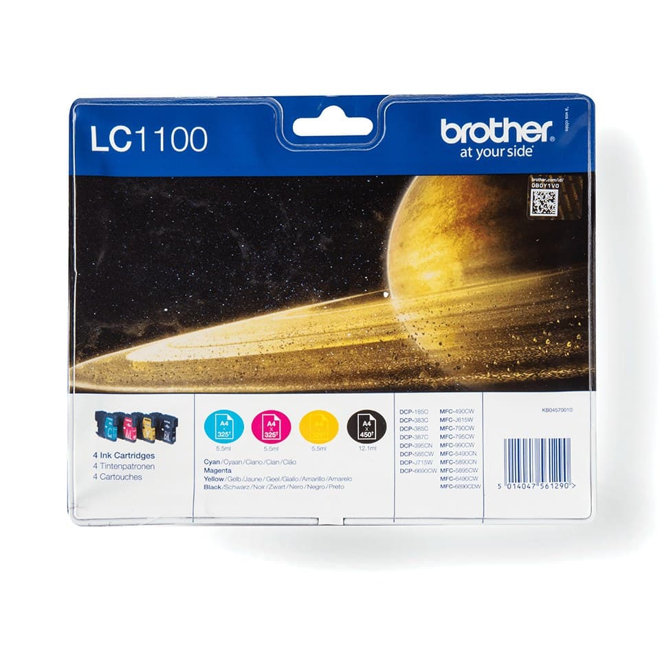 Brother LC1100VALBP Original Ink Cartridge Value Pack - Black, Cyan, Magenta, Yellow - Image 1