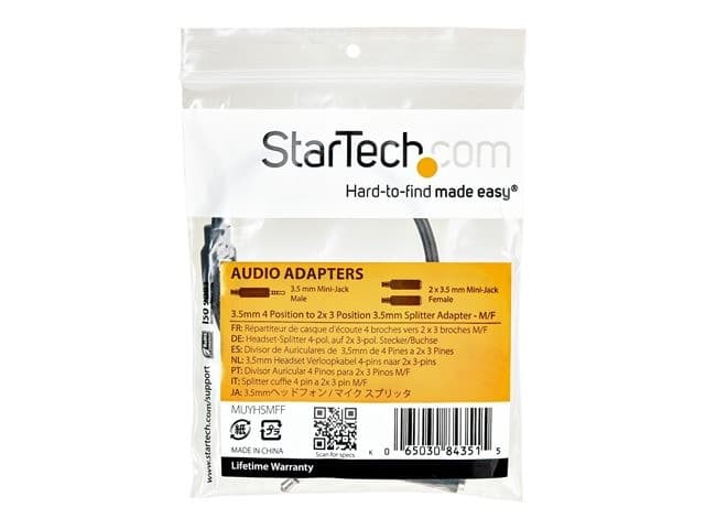 StarTech 3.5mm Headset Splitter Adapter Black - Image 8
