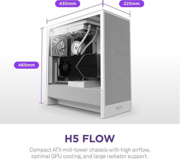 NZXT H5 Flow ATX Mid-Tower Case White - Image 8
