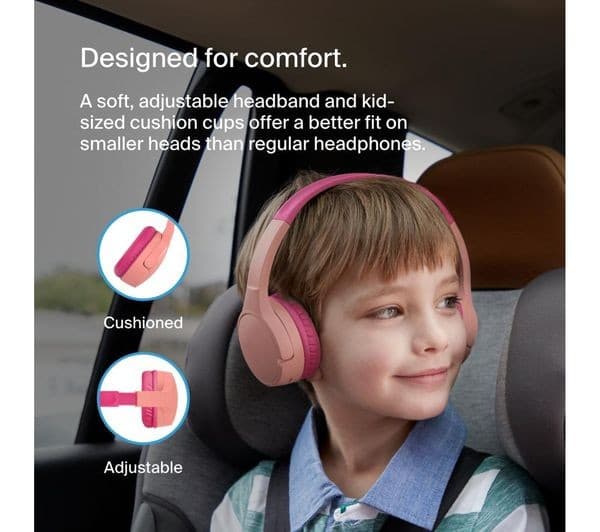 Belkin SoundForm Mini Wireless On-Ear Kids Headphones - Pink - Image 7