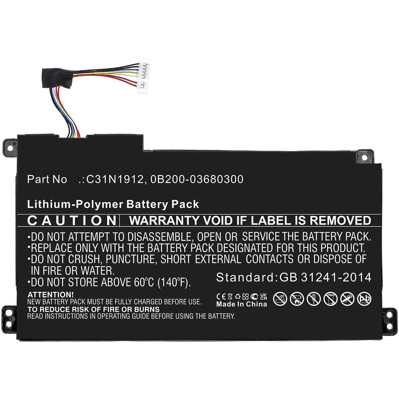 CoreParts MBXAS-BA0312 Replacement Battery for Asus E410MA Laptops, 11.4V 3600mAh 41.04Wh Li-Pol, Black