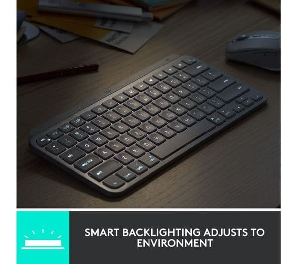 Logitech MX Keys Mini Wireless Illuminated Keyboard - Pale Grey, UK Layout - Image 4