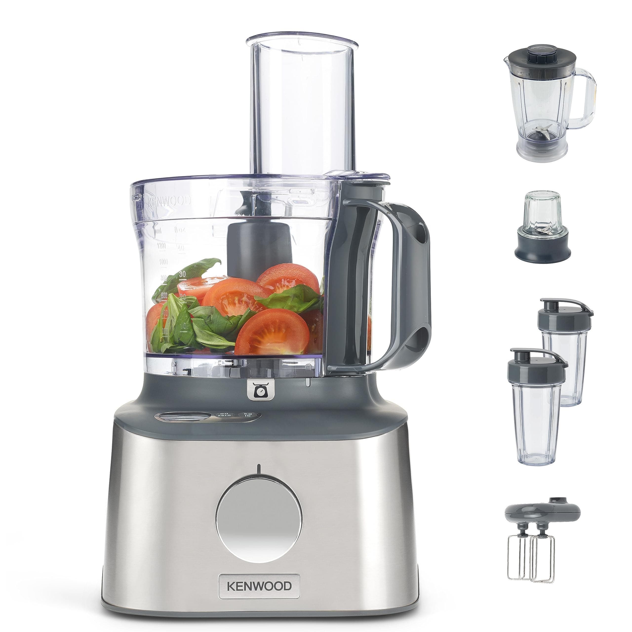 Kenwood Multipro Compact+ FDM312 SS 5-in-1 Compact Food Processor with Digital Weighing 800W 2.1L - Stainless Steel