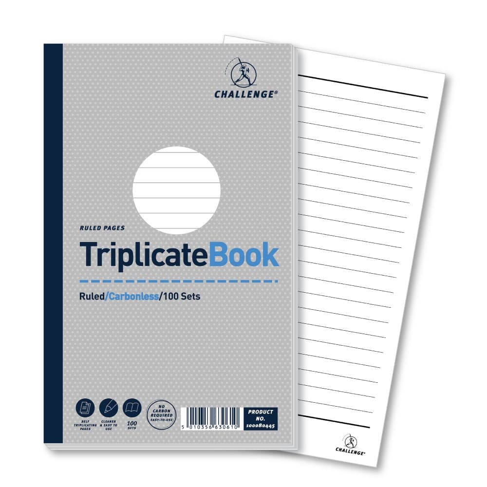 Challenge Carbonless Triplicate Book 100 Sets 210x130mm Pack of 5