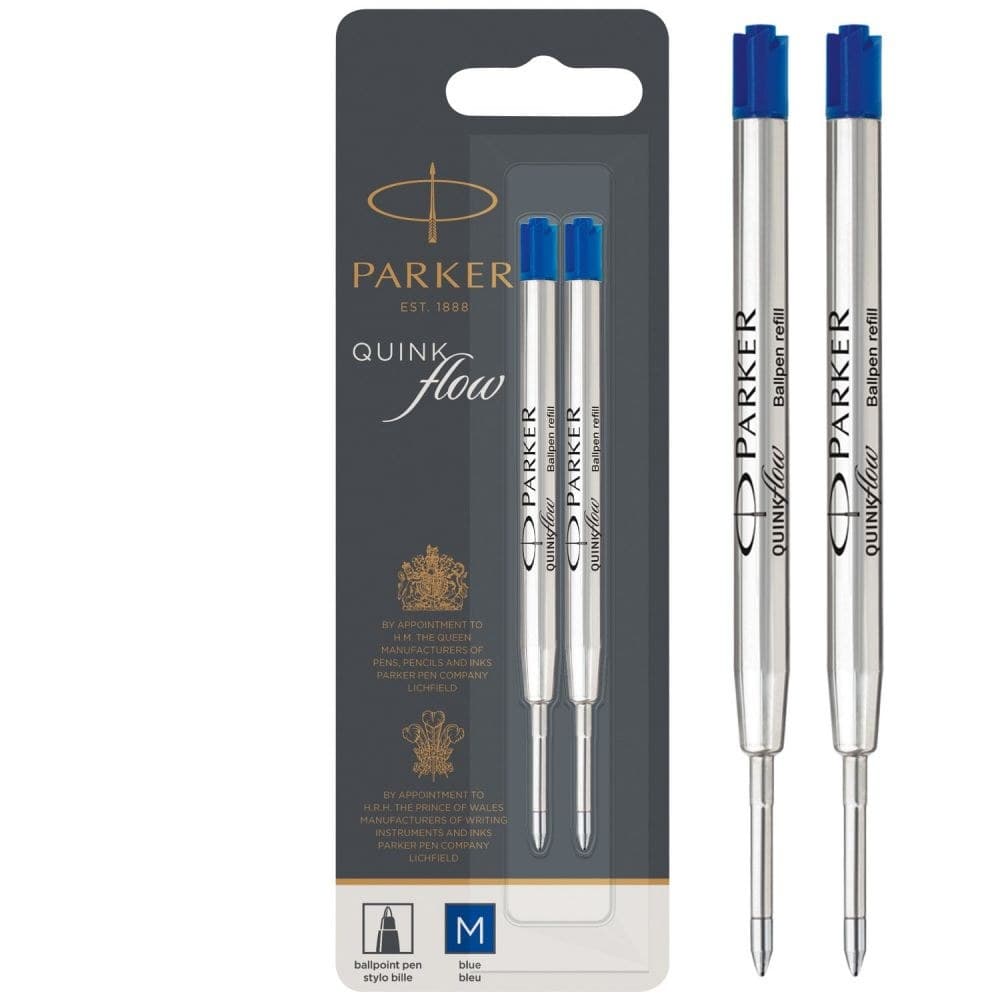Parker 1950373 Quinkflow Ball Pen Refill Blue Ink Medium Box of 12 - Image 1
