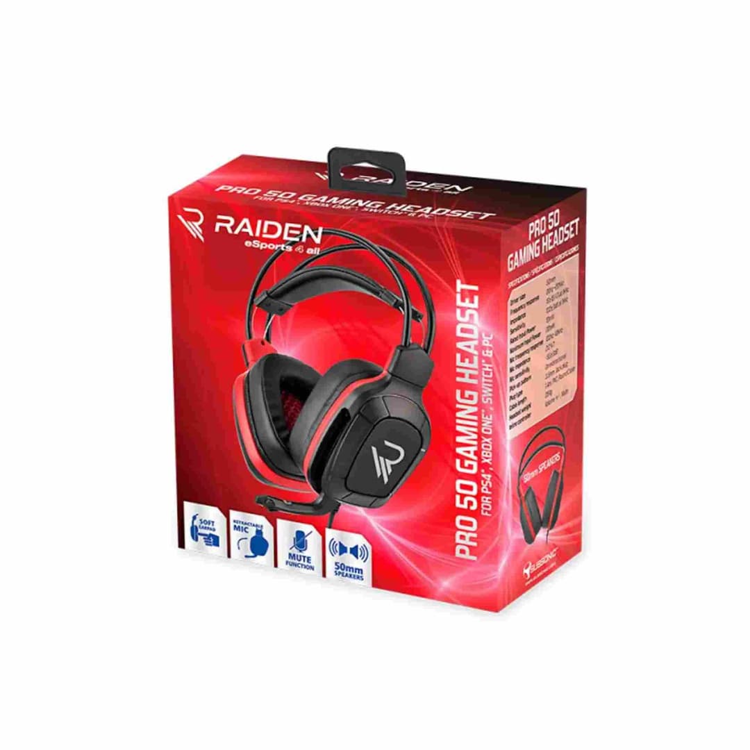 Subsonic Raiden Pro 50 Gaming Headset - Wired 3.5mm, Retractable Mic, PS4 / Xbox One / Nintendo Switch / PC - Image 4