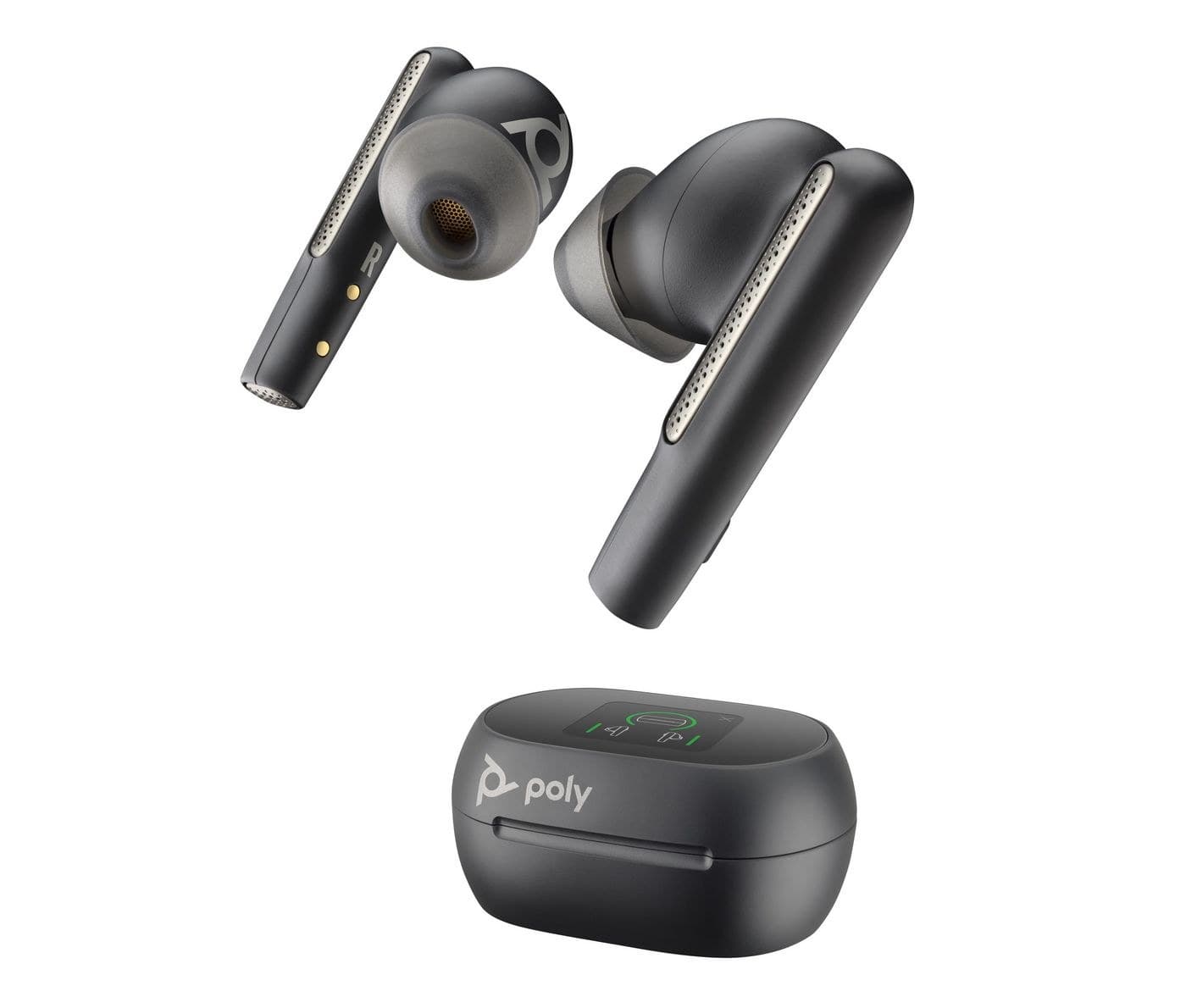 Poly Voyager Free 60+ UC True Wireless Earbuds with Touchscreen Charge Case and BT700 USB-C Adapter - Carbon Black