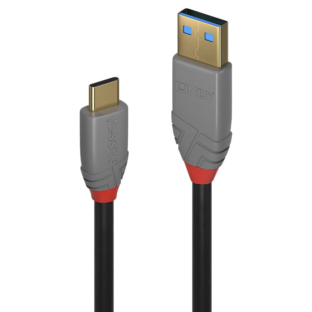 Lindy 2m USB 3.2 Type A to C Cable, 10Gbps, Anthra Line