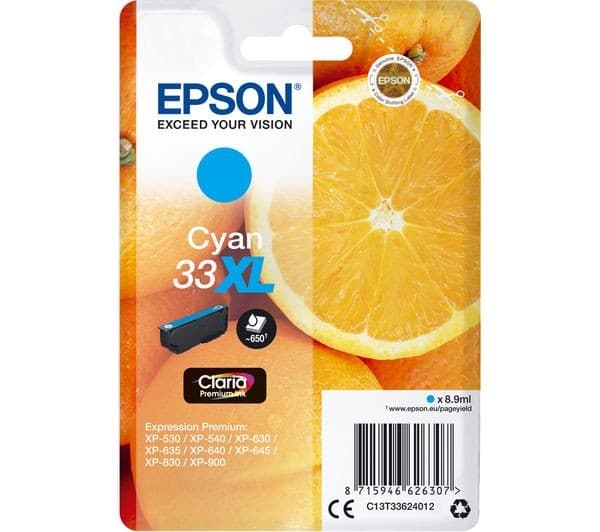EPSON No. 33 Oranges XL Cyan Ink Cartridge - Image 1