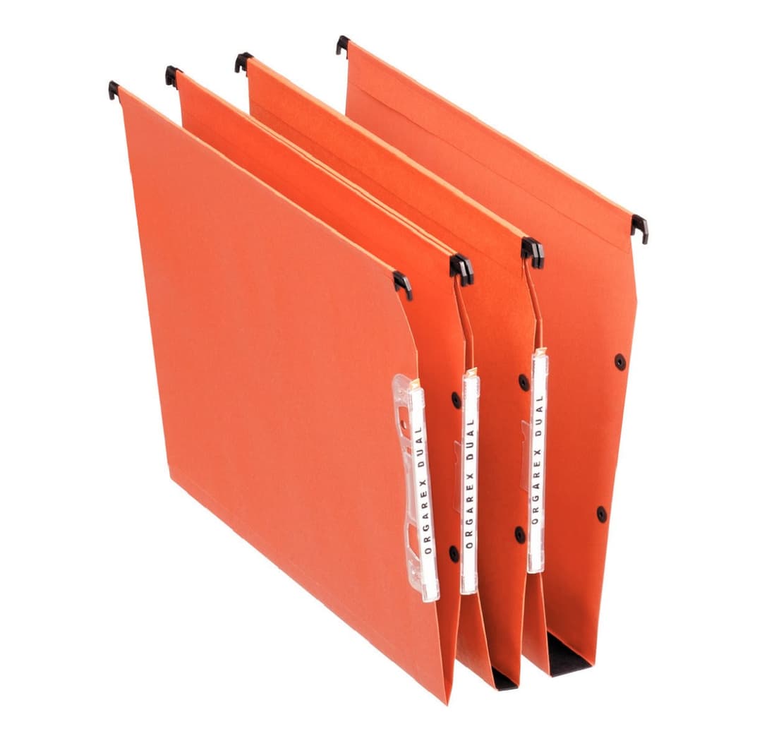 Esselte Orgarex Dual A4 Lateral Suspension File - Orange - 30mm Base - Image 1
