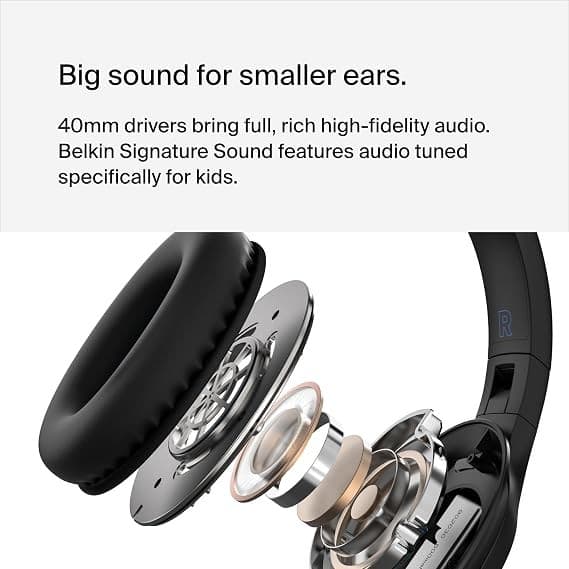 Belkin SoundForm Inspire Wireless Kids Over-Ear Headphones - Black - Image 5