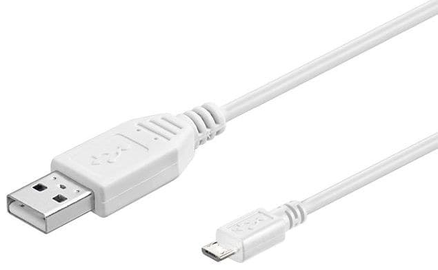 Microconnect USB-A to Micro-USB B Cable, USB 2.0, 0.3m, White - Image 1
