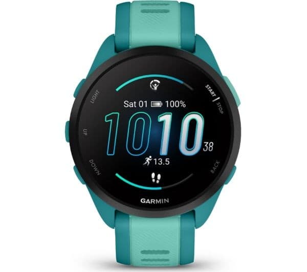 Garmin Forerunner 165 Music 43mm GPS Running Smartwatch - Turquoise/Aqua - Image 1