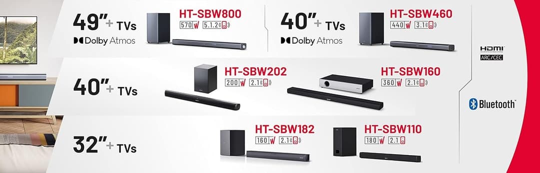 Sharp HT-SBW460 3.1 Dolby Atmos Soundbar with Wireless Subwoofer - Black - Image 9