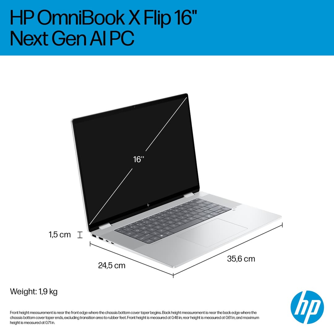 HP OmniBook X FlipNGAI 16-as0004na Intel® Core Ultra 5 226V 16GB RAM 512GB SSD 16" Touchscreen 2K Windows 11 Home 2-in-1 Copilot+ Laptop - Image 8