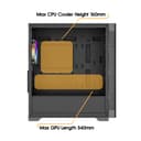 Vida Zephyr V2 Micro-ATX ARGB Tempered Glass Gaming PC Case with 4 x 120mm ARGB Fans - Black thumbnail 8