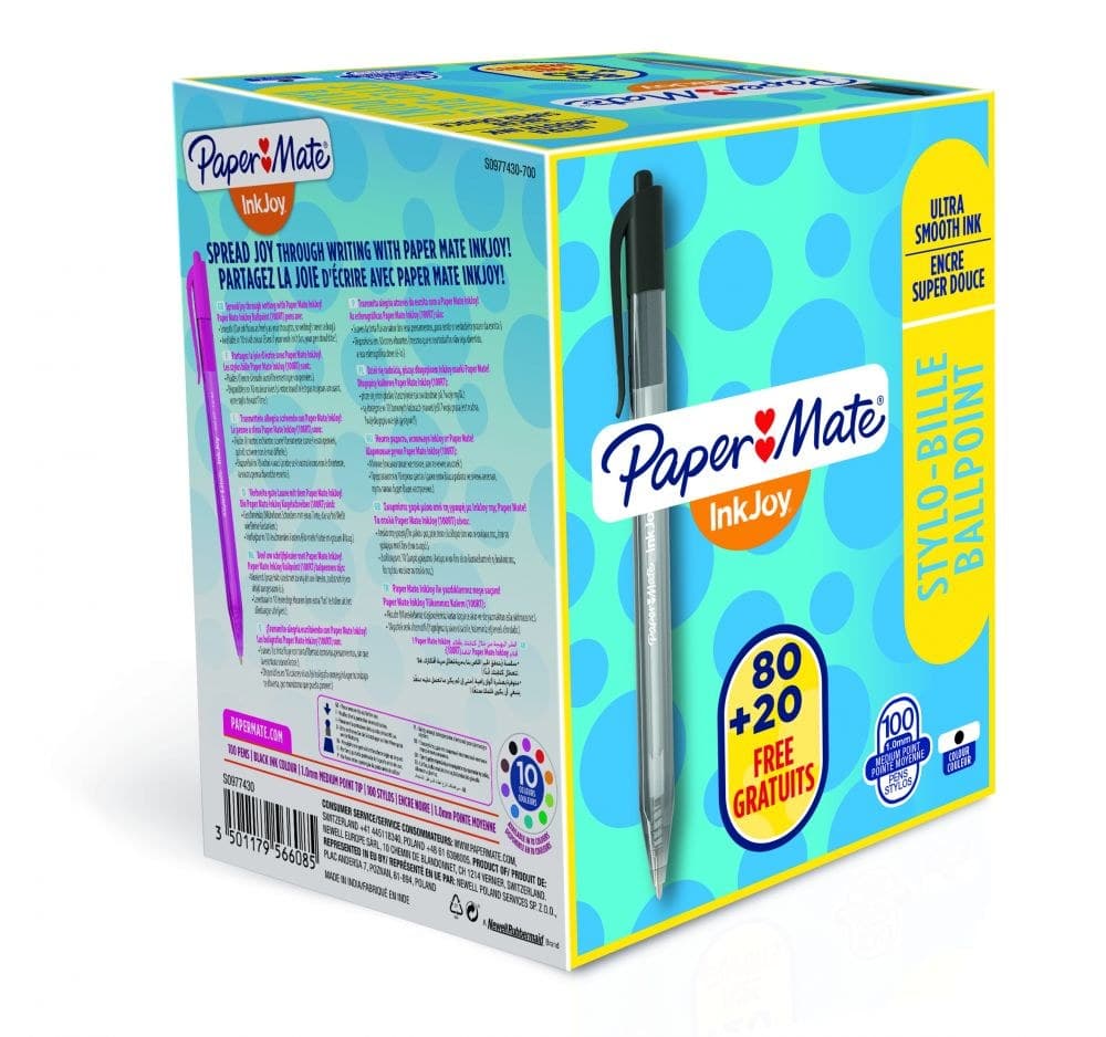 Paper Mate S0977430 Inkjoy Retractable Pens Black Ink - Pack of 100