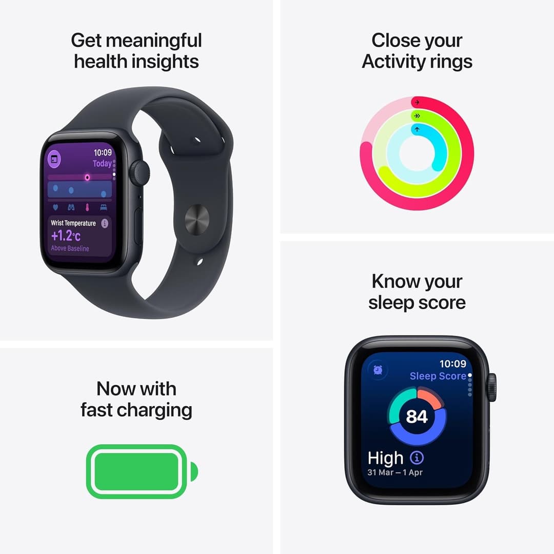 Apple Watch SE 3 GPS 44mm Starlight Aluminium Case with Starlight Sport Band - S/M - Image 2