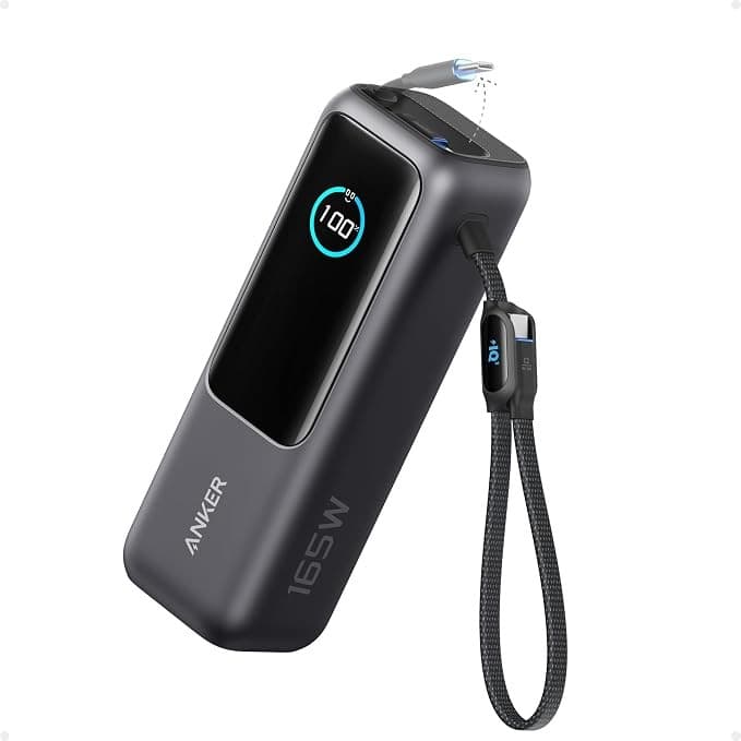 Anker 25000mAh 165W Power Bank with Built-In Retractable USB-C Cables - Black - Image 1