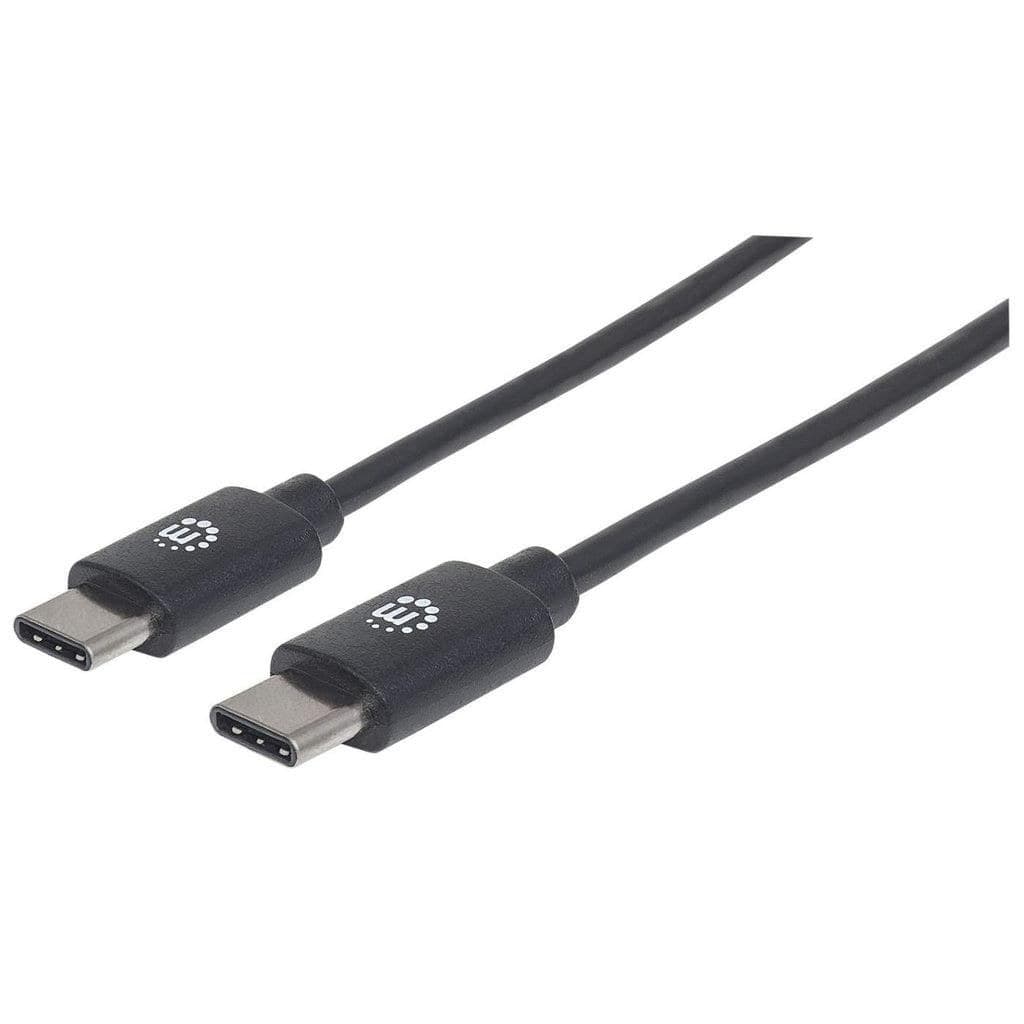 Manhattan USB-C to USB-C Cable 1m USB 2.0 3A Fast Charging - Black - Image 1
