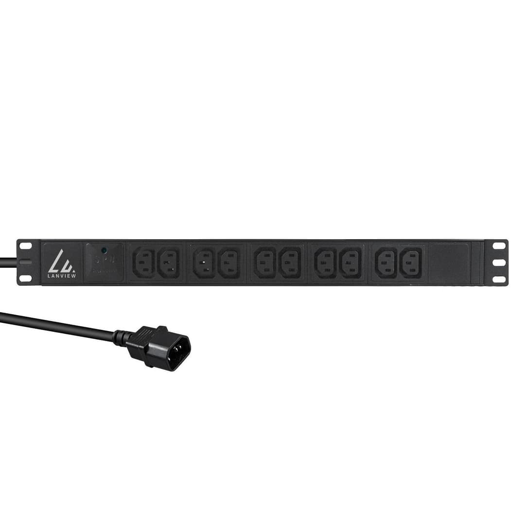 Lanview 19" Rack Mount Power Strip 2m 13A with Surge Protection - 10 x C13 Outlets - Image 1