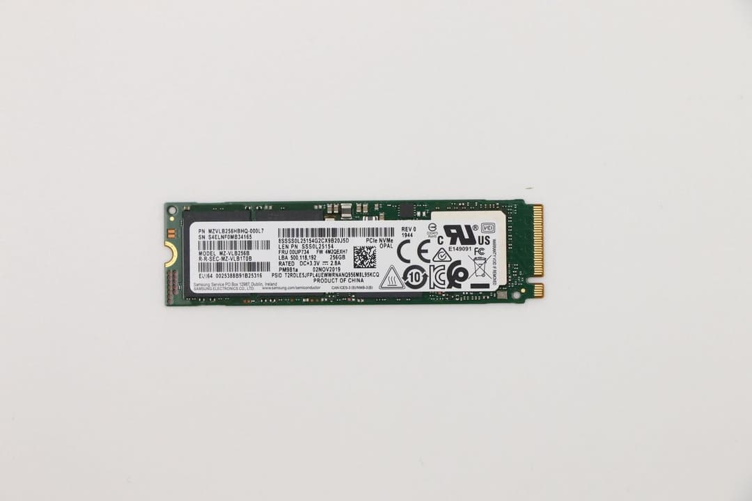 Lenovo 256GB M.2 2280 PCIe NVMe SSD, OPAL 2.0 (FRU 5SD1U51546) - Image 1