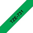 Brother TZe-731 Laminated Label Tape 12mm x 8m, Black on Green thumbnail 1