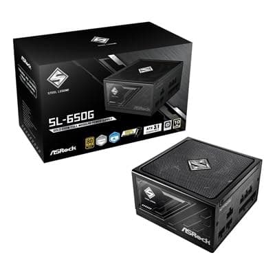 ASRock Steel Legend SL-650G 650W 80 PLUS Gold Fully Modular ATX 3.1 PSU - Black