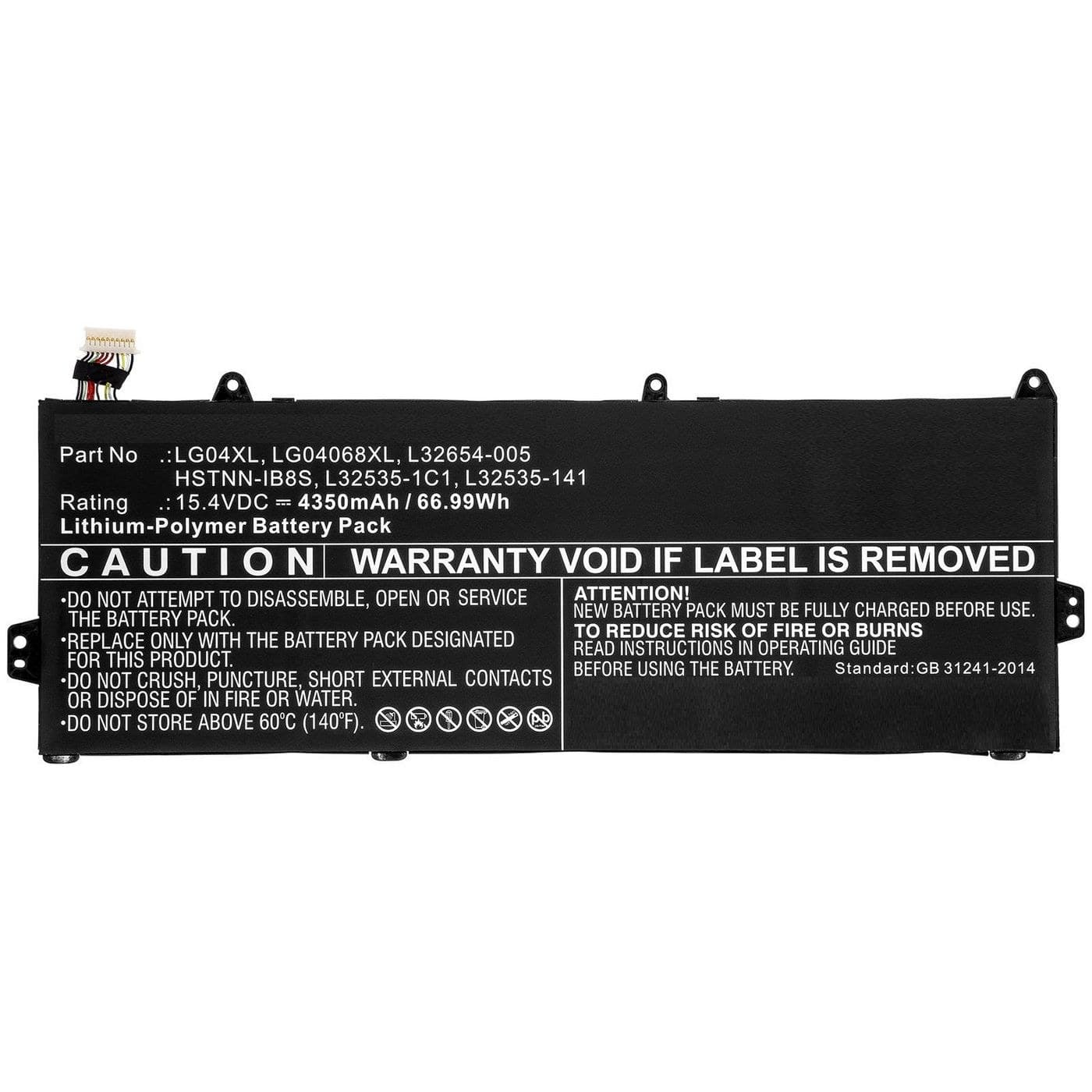 CoreParts MBXHP-BA0243 Laptop Battery for HP Pavilion 15-cs - 66.99Wh 15.4V 4350mAh Li-Polymer - Black (LG04XL / HSTNN-IB8S)
