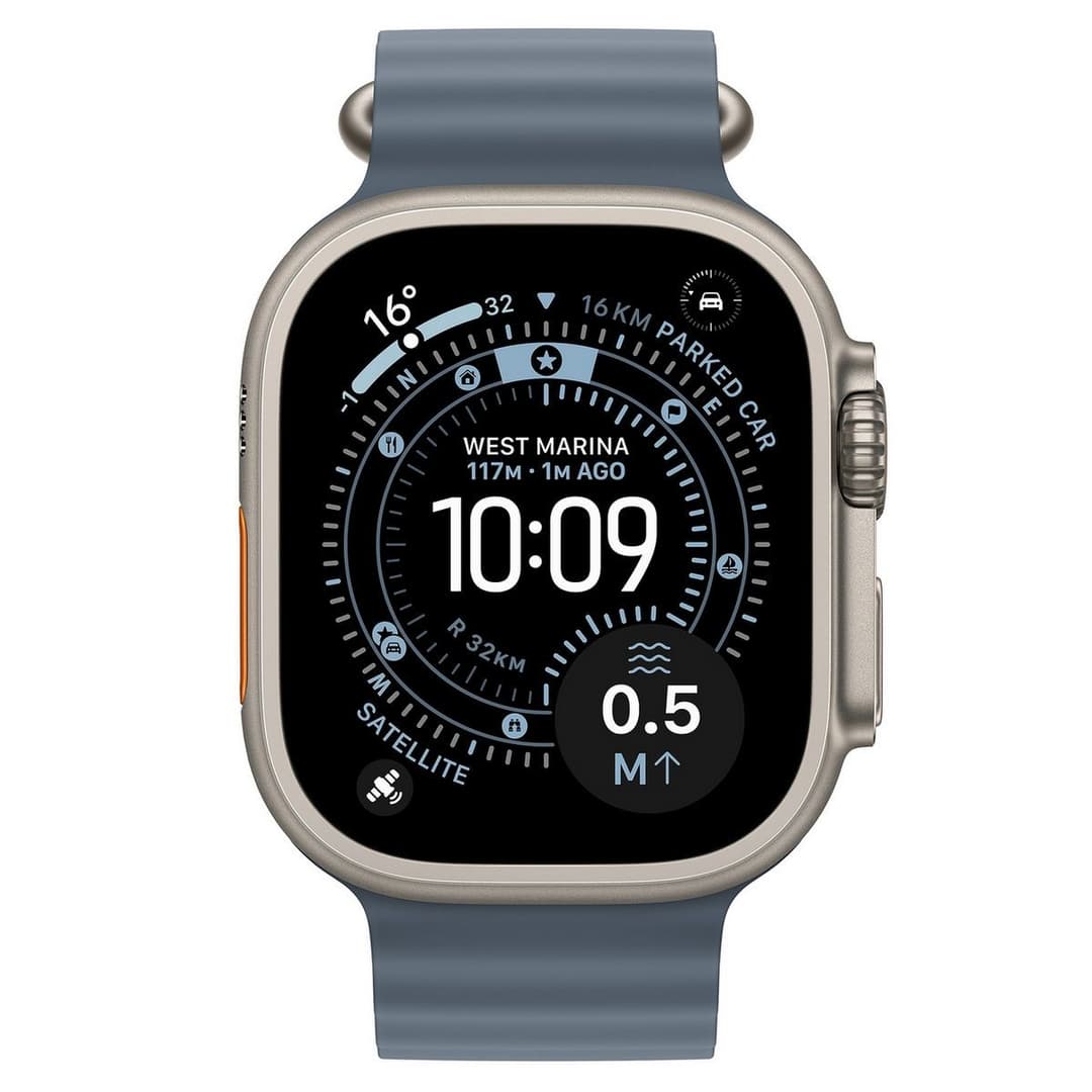 Apple Watch Ultra 3 GPS + Cellular 49mm Natural Titanium Case with Anchor Blue Ocean Band - Large - Image 2