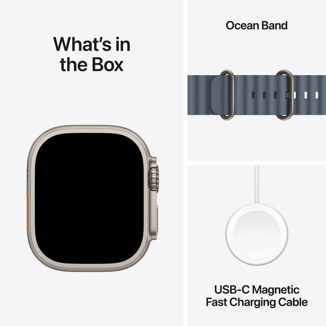 Apple Watch Ultra 3 GPS + Cellular 49mm Natural Titanium Case with Anchor Blue Ocean Band - Large - Image 9