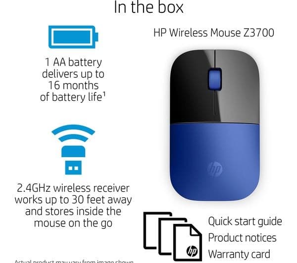 HP Z3700 Wireless Optical Mouse - Blue - Image 7