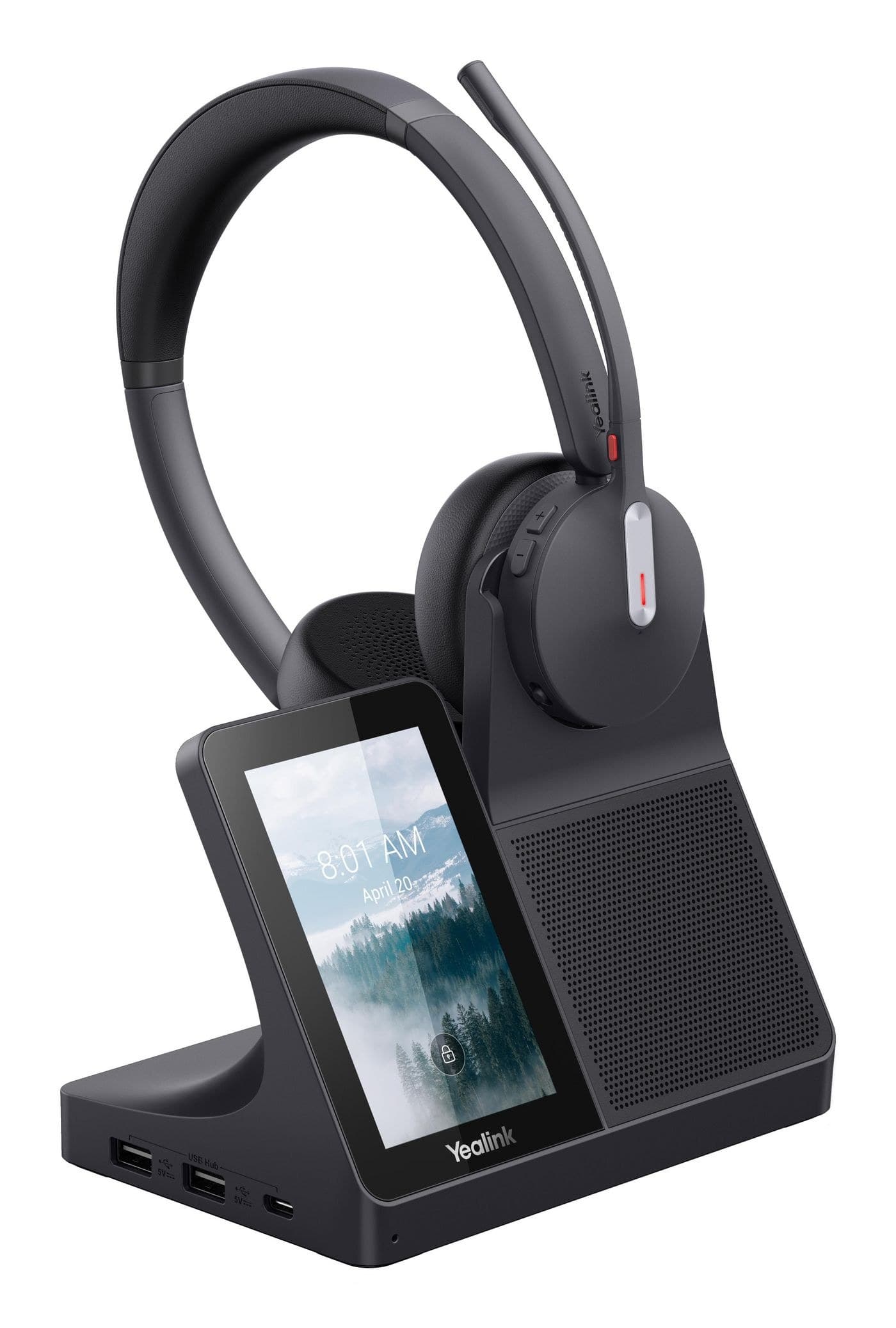 Yealink WH64 Workstation Dual DECT & Bluetooth Wireless Headset with Touchscreen Base, UC, Black (1208736)