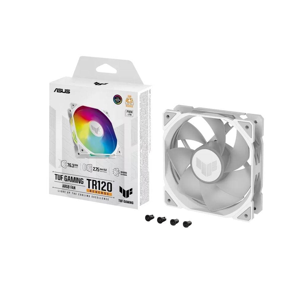 ASUS TUF Gaming TR120 ARGB Reverse 120mm Case Fan - White 1-Pack - Image 1