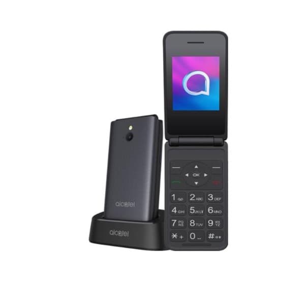 Alcatel 3082 4G Flip Mobile Phone 2.4 Inch 1380mAh 1MP Camera Bluetooth Charging Station - Grey - Image 1