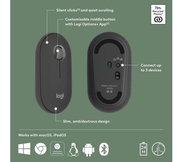 Logitech Pebble 2 M350S Wireless Optical Mouse Graphite - Image 6