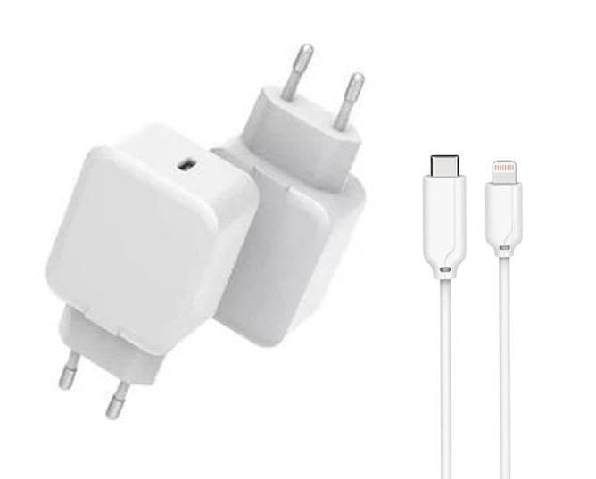 CoreParts 20W USB-C PD & QC3.0 Wall Charger for iPhone & iPad (MBXUSB-AC0015), EU Plug, White - Image 1