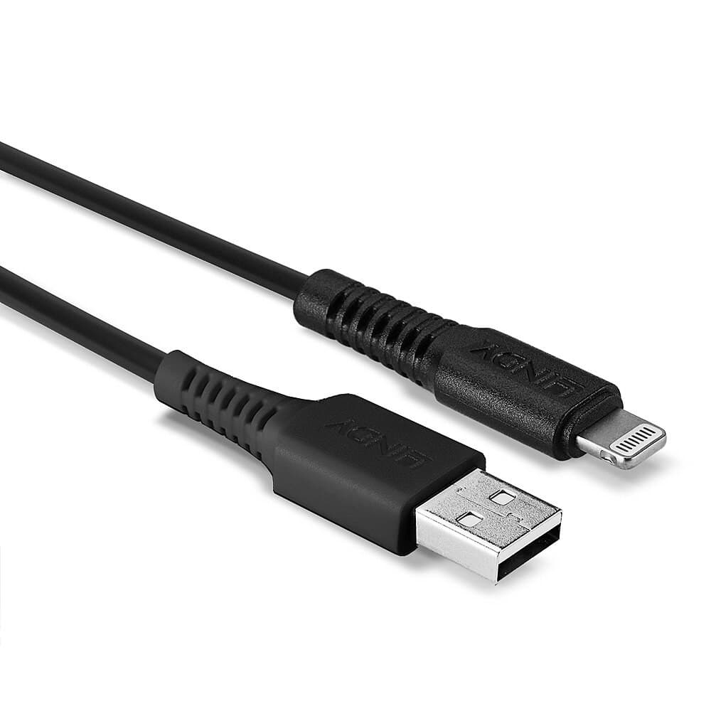 Lindy 0.5m USB to Lightning Cable, Black - Image 3