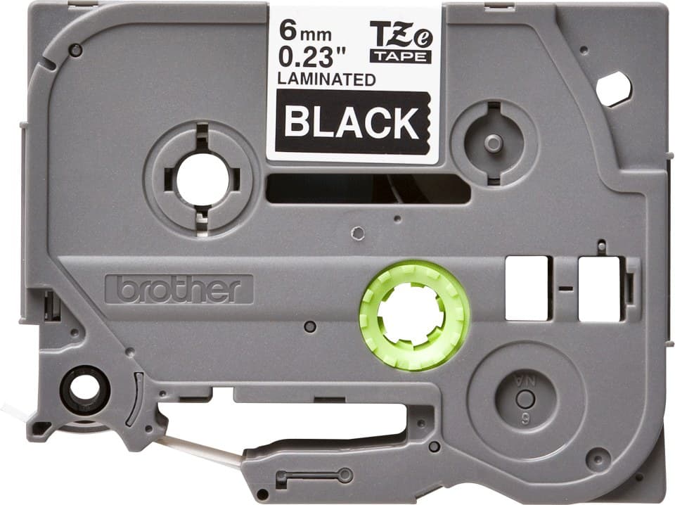Brother TZe P-touch Laminated Labelling Tape Cassette 6mm x 8m - White on Black - Image 2