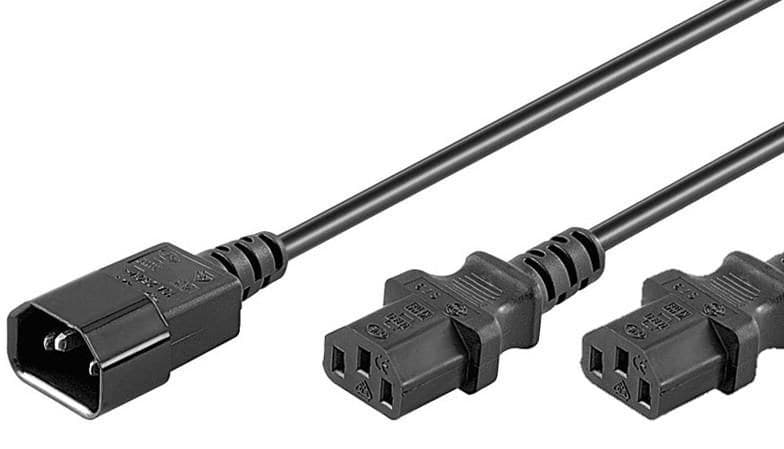 MicroConnect PE061312 Power Splitter Cable C14 to 2 x C13 1.2m - Black - Image 1
