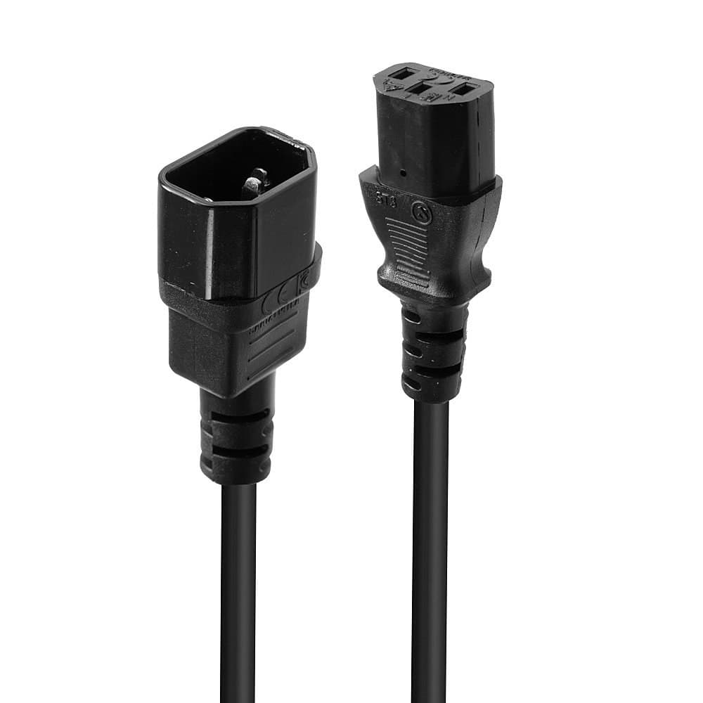 Lindy 1m IEC C14 to C13 Mains Extension Cable - Black