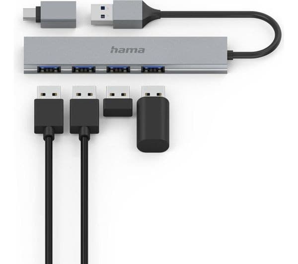 HAMA Prime Line 4-port USB Type-C Hub - 4x USB-A, USB 3.2 Gen 1, 5 Gbps, incl. USB-C Adapter - Image 3