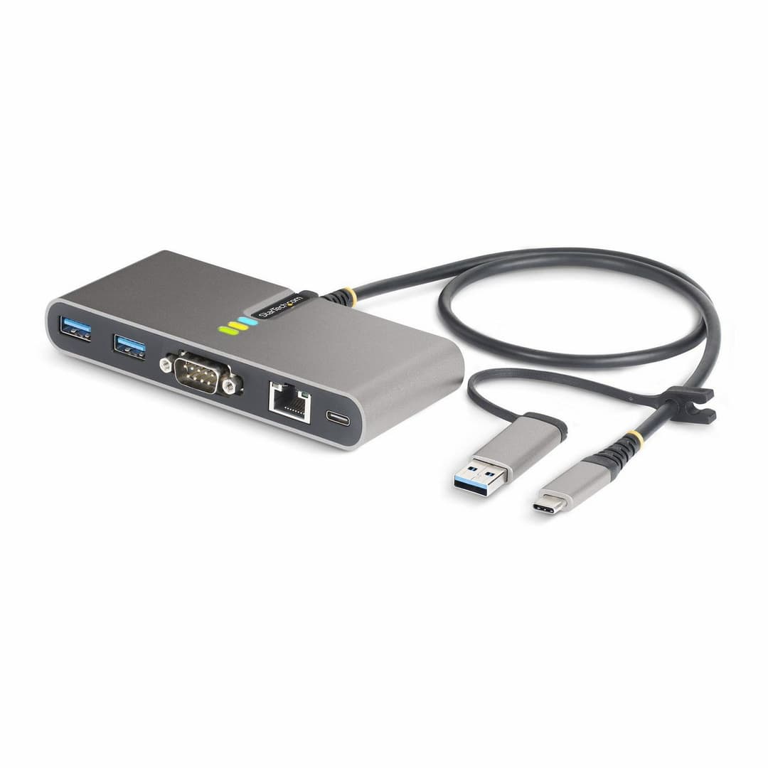 StarTech.com 5G2A1SGBB 2-Port USB-C Hub with Gigabit Ethernet, RS232 Serial & 100W PD Pass-Through - Image 1