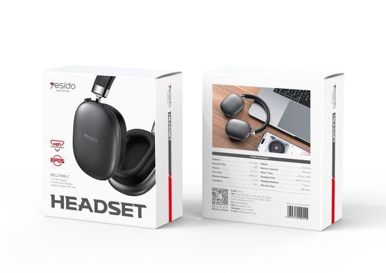 Yesido EP05 Wireless Bluetooth 5.2 Headset, USB-C - Black - Image 4