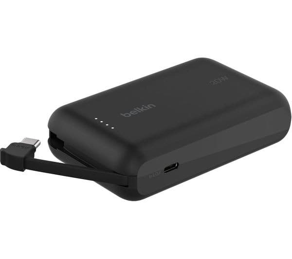 Belkin BoostCharge 20W 10000 mAh Power Bank with Integrated USB-C Cable Black